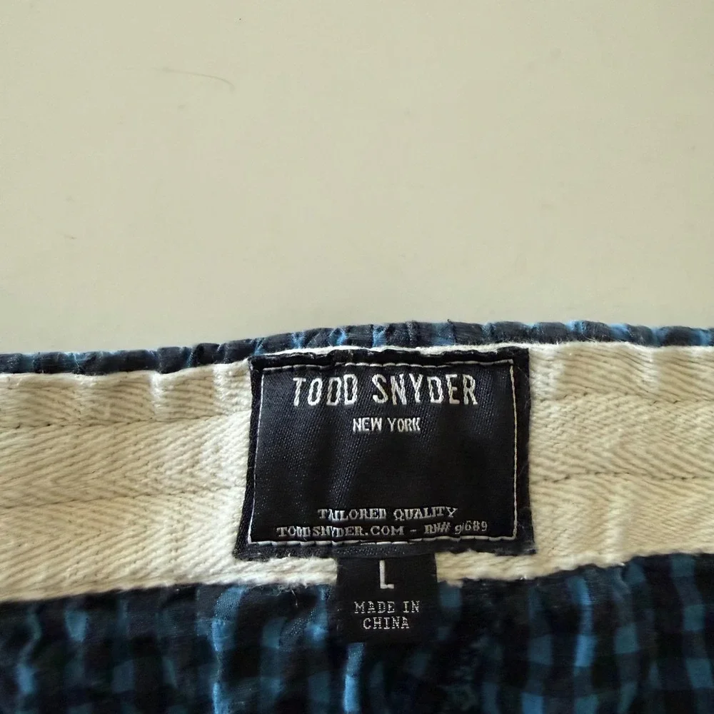 Todd Snyder Mens Blue Black Gingham Seersucker Drawstring Shorts PA589982-BL01 L